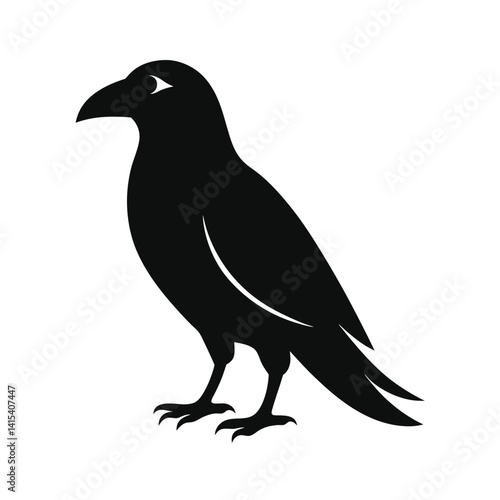 clean raven silhouette facing left logo icon on wh