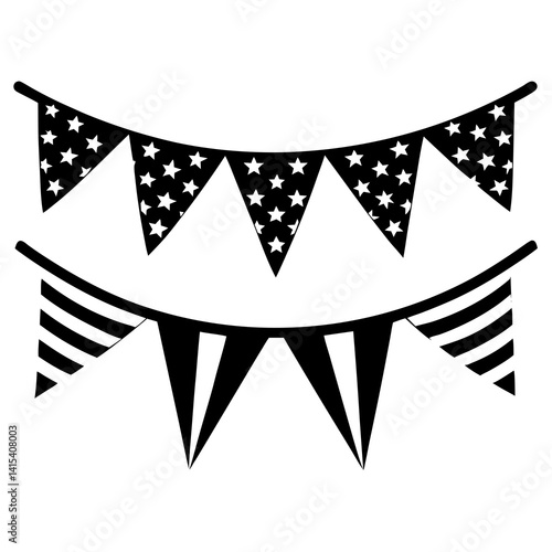 Patriotic flag bunting vector on white background, perfect for 4th of July designs.