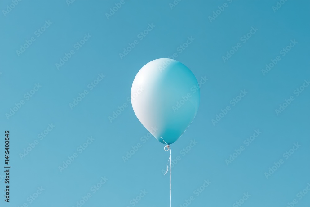 Obraz premium minimalistic image of single inflated balloon ascending deflated amidst clear blue sky can symbolize inflation
