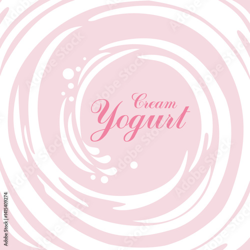 Cream Yogurt. Yogurt, chewing gum, milk, juice, candies Vector Illustration