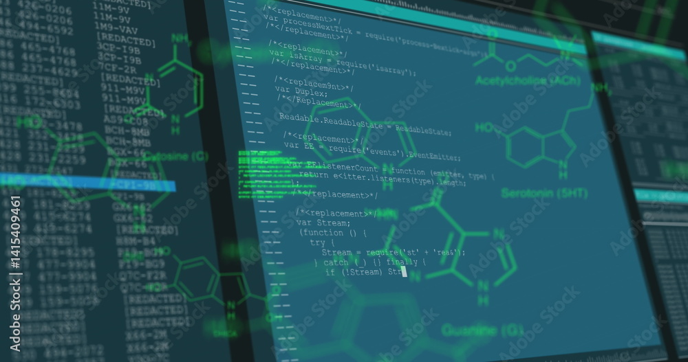 Obraz premium Image of shapes over data processing