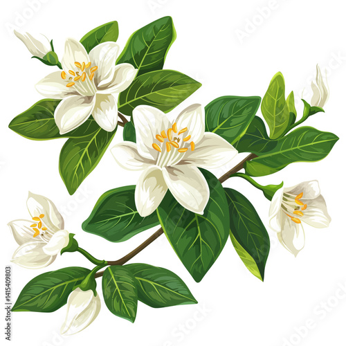 Jasmine flowers isolated 