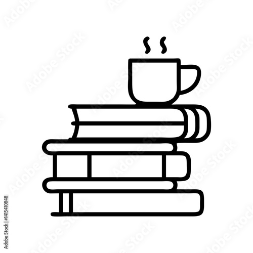 Stack of books with coffee cup vector illustration for reading study and learning concept design