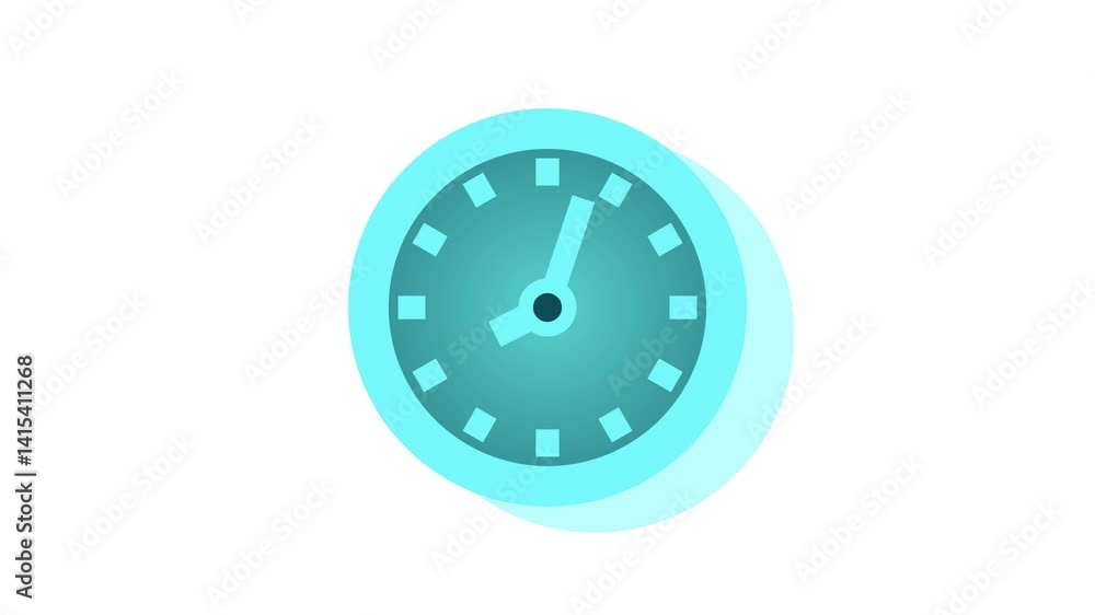 Shape simple analog clock isolated animation, Minimal isolated of clock animated Shape simple analog clock isolated animation, Minimal isolated of clock animated