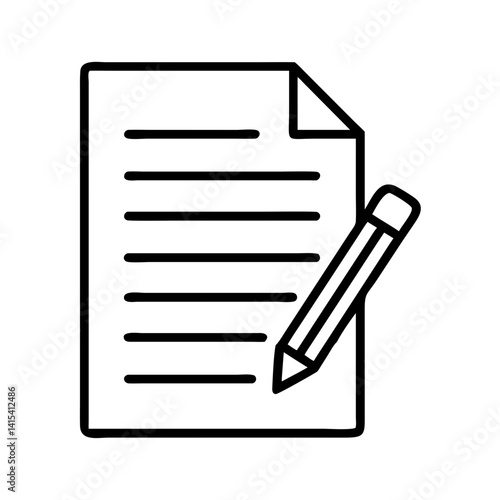 Paper document with pencil icon vector illustration for writing notes and creative work design