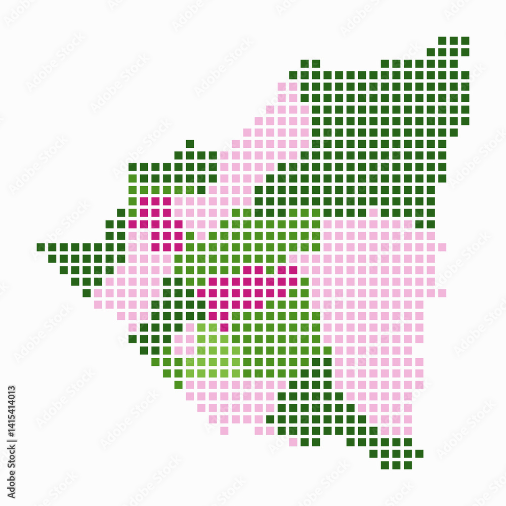 Nicaragua dotted map. Digital style map of the country on white background. Nicaragua shape with square dots. Colored dots style. Large size squares. Creative vector illustration. Nicaragua dotted map. Digital style map of the country on white background. Nicaragua shape with square dots. Colored dots style. Large size squares. Creative vector illustration.