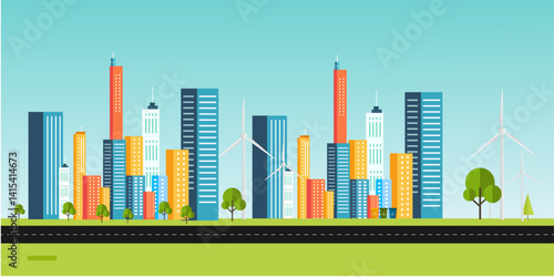 modern city scape urban scene