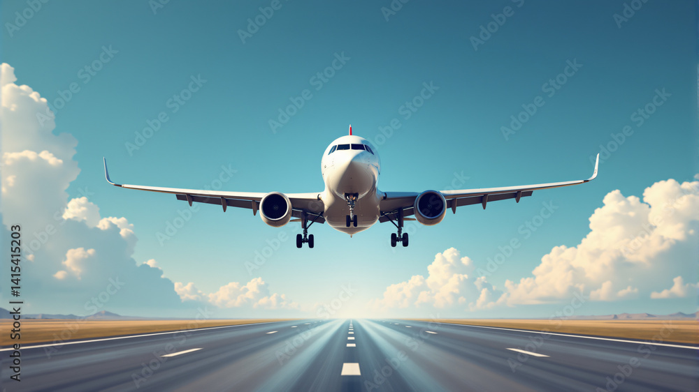 Obraz premium Airplane Landing on a Runway