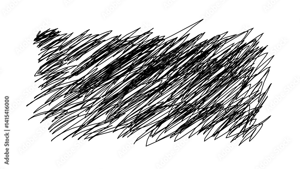 Hand drawn scribble in black ink on white background  