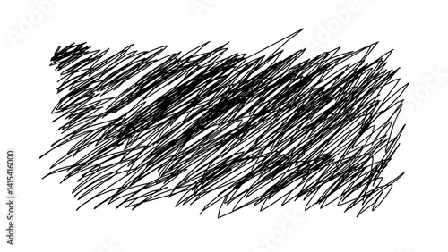 Hand drawn scribble in black ink on white background  