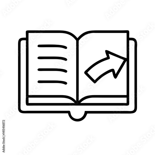 Open book with arrow icon vector illustration for education learning and knowledge concept design 90