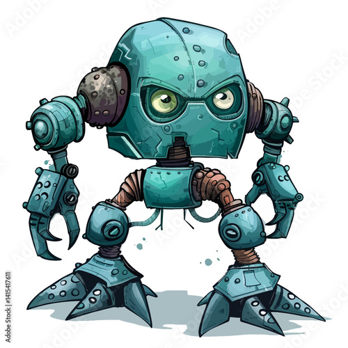 Monster robot isolated on white 