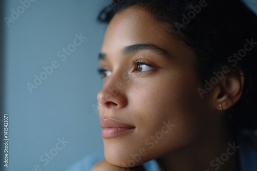 person deep in thought portrait with blurred background ample copy space