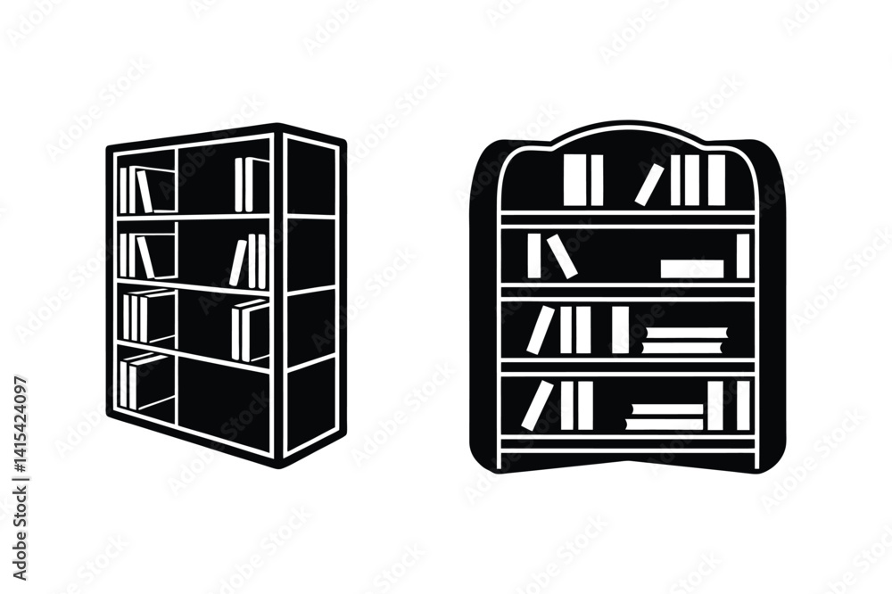 Fototapeta premium bookshelf silhouette icon vector illustration