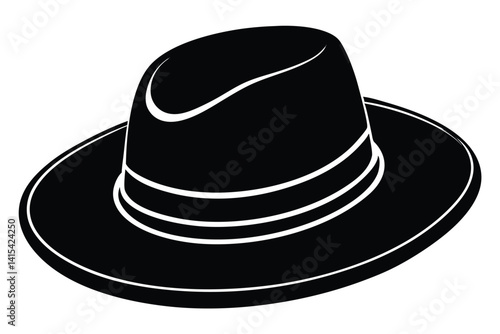 Silhouette of a Classic Fedora Hat with Elegant White Trim