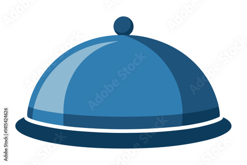 Illustration of a blue serving dome or a restaurant platter cloche