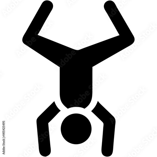 Silhouette of a person performing a handstand in a minimalistic style  