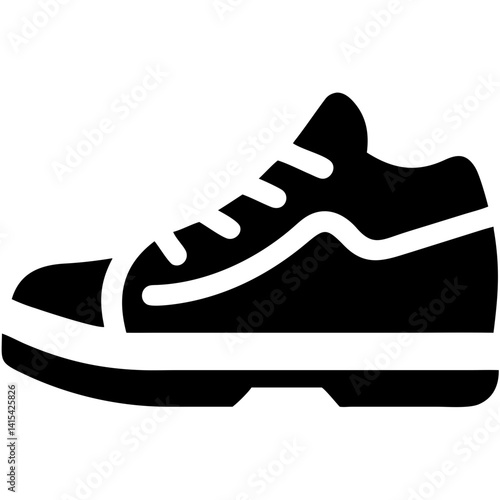 Black sneaker icon in minimalist style  