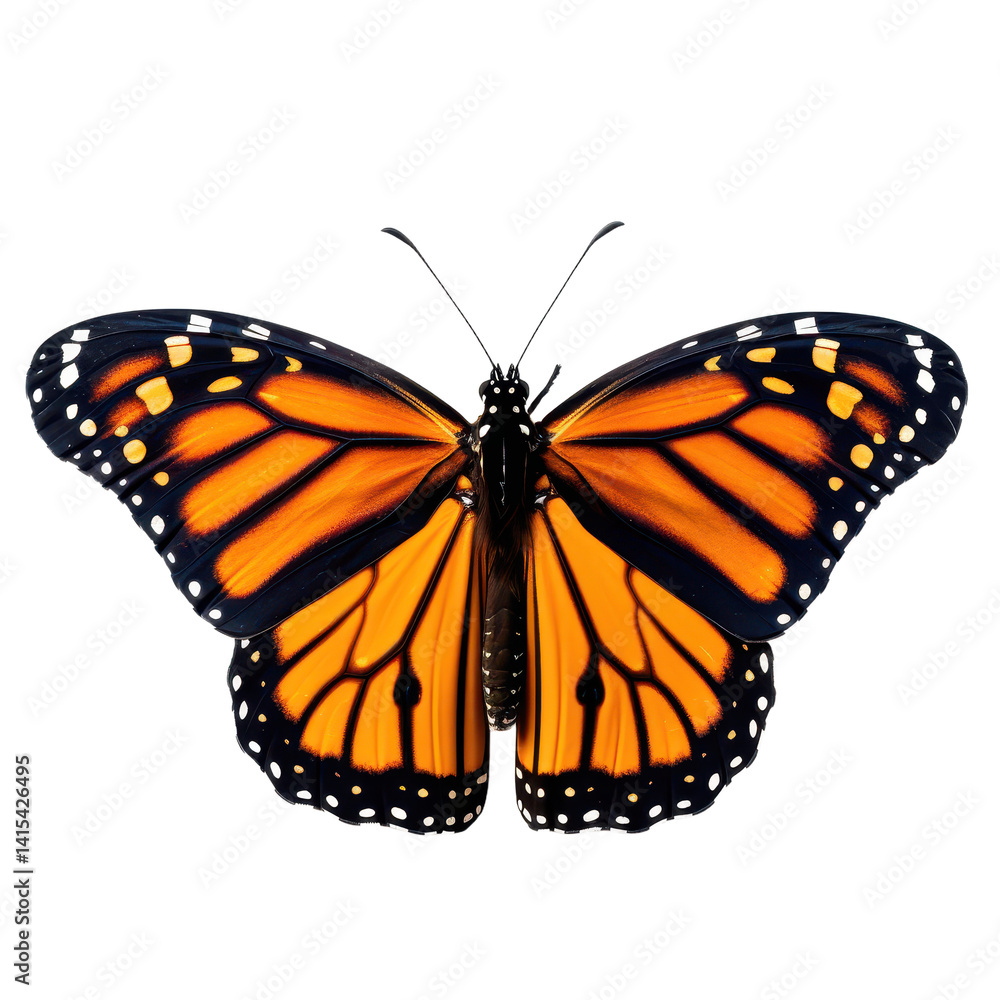 Fototapeta premium Monarch butterfly isolated on transparent background.