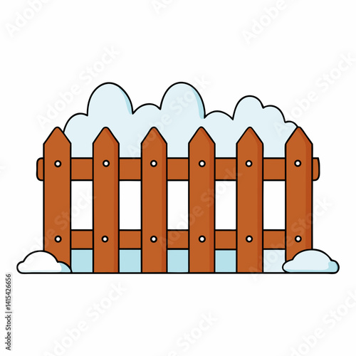 snow covered   fence and clouds