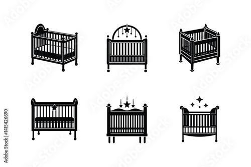crib silhouette vector illustration