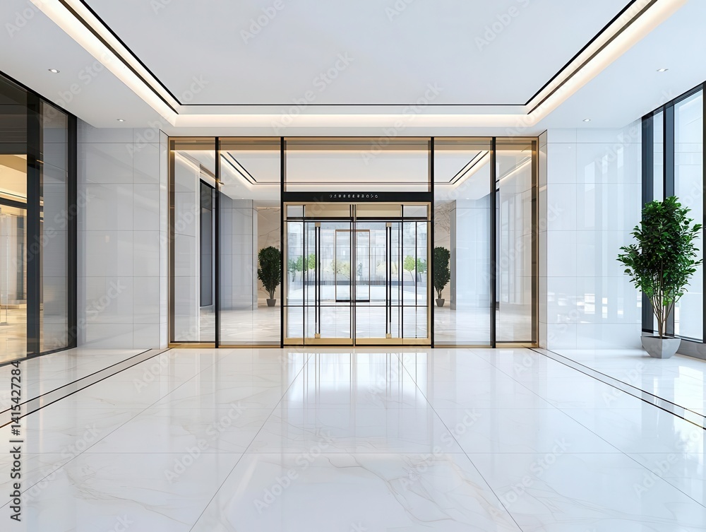 Fototapeta premium Luxury hotel automatic doors with digital keycard access, seamless security system integration, modern hospitality tech