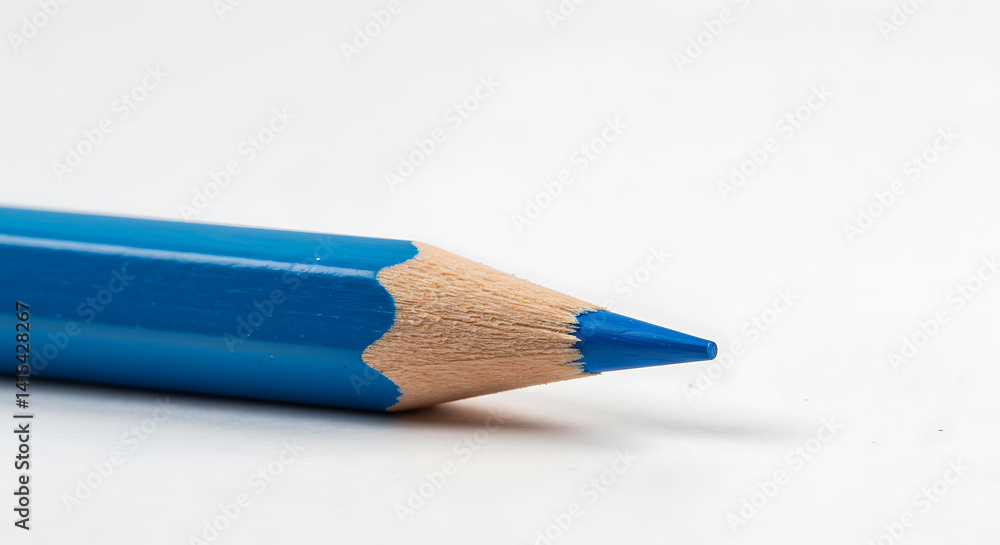 Freshly Sharpened Blue Pencil on white background Freshly Sharpened Blue Pencil on white background