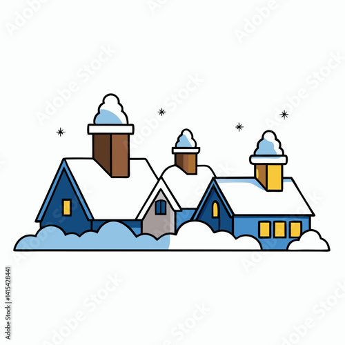 snowy rooftops  on white