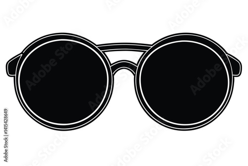 Silhouette of round sunglasses with dark lenses, a classic fashion accessory