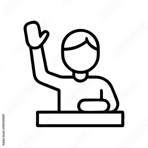 Student raising hand in class for question or answer vector illustration concept design icon 90