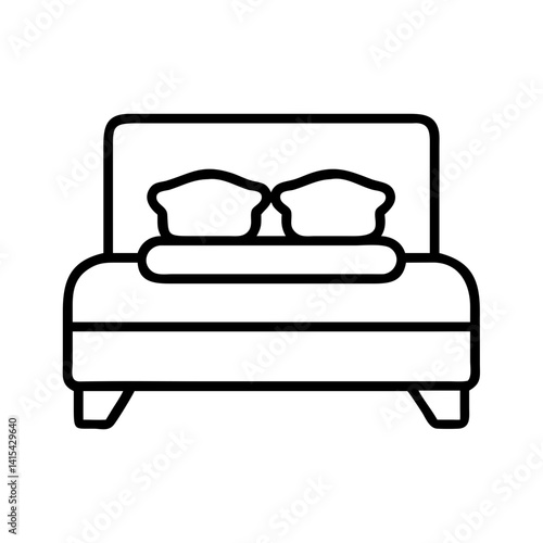 Find comfortable bed with pillows vector icon for bedroom furniture and interior design needs