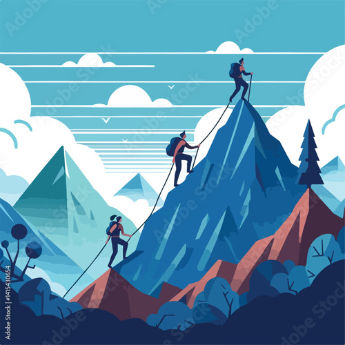vector image of a person climbing a mountain