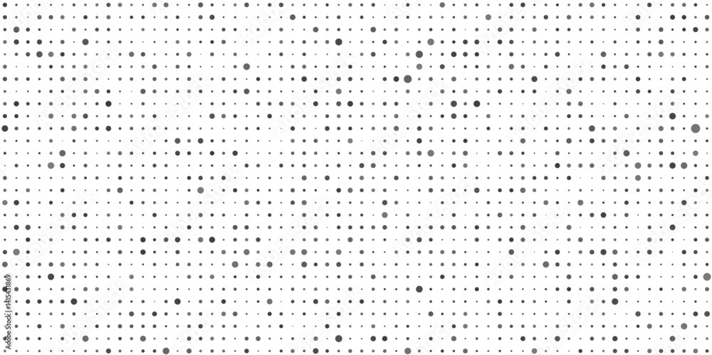 Doted halftone textured abstract pattern background. Monochrome halftone background with dots. Geometric abstract background of random sized dots. Pop Art circle comic pattern. Abstract geometric art.