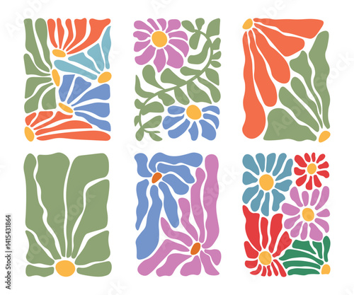 Abstract groovy retro boho flower vector design