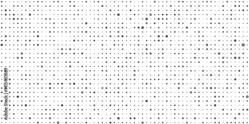 Obraz na płótnie Doted halftone textured abstract pattern background. Monochrome halftone background with dots. Geometric abstract background of random sized dots. Pop Art circle comic pattern. Abstract geometric art. w salonie