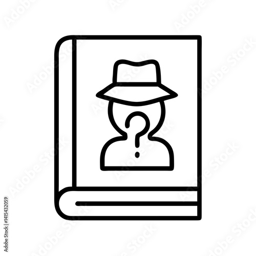 Mystery book cover design vector, detective novel illustration, crime fiction book outline icon vector