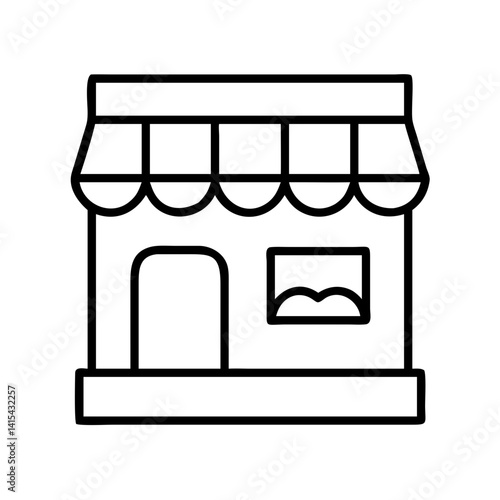 Shop front outline vector icon store building market facade shopfront retail design element graphic