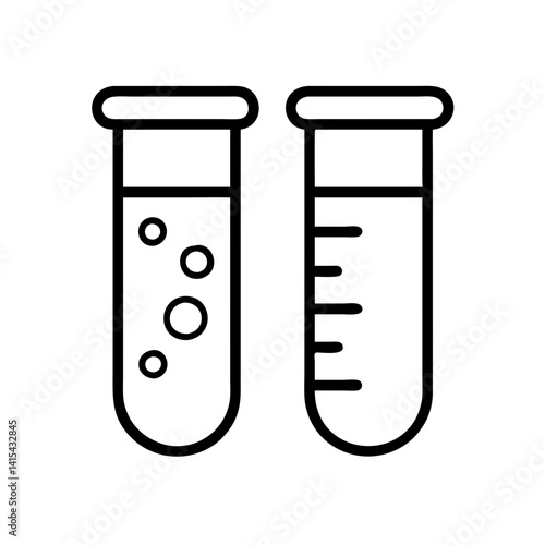 Laboratory test tubes for medical research and scientific experiments with liquid and bubbles icon