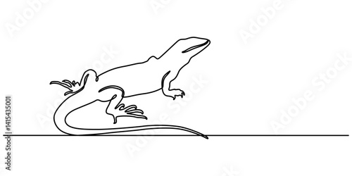 Lizard one line drawing on white background vector illustration, Lizard one line continuous. Line art Lizard isolated on transparent background. Hand drawn vector art, Unravel the secrets of their. 