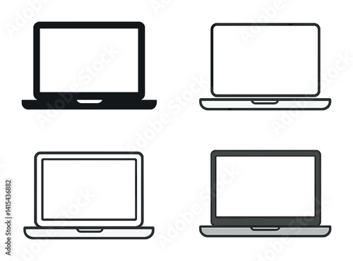 Minimalist laptop icon set: linear style for digital and print design
