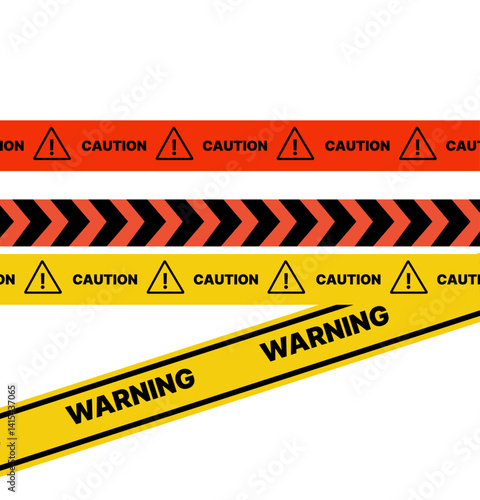 Caution, warning, no trespassing tape decoration vector illustration