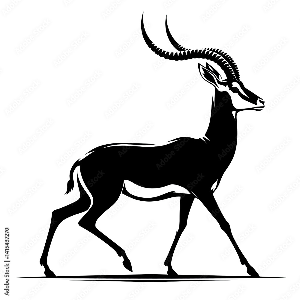 Obraz premium illustration silhouette gazelle on white background