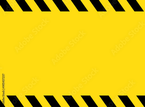 Warning frame with yellow and black diagonal stripes. Rectangle warn frame set. Yellow and black caution tape border. Vector illustration on white background