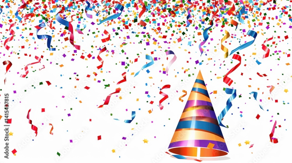 Fototapeta premium Festive Party Hat Confetti.