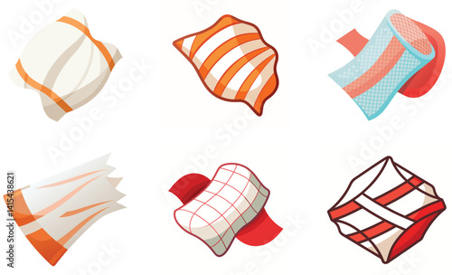 Set of gauze isolated on white background