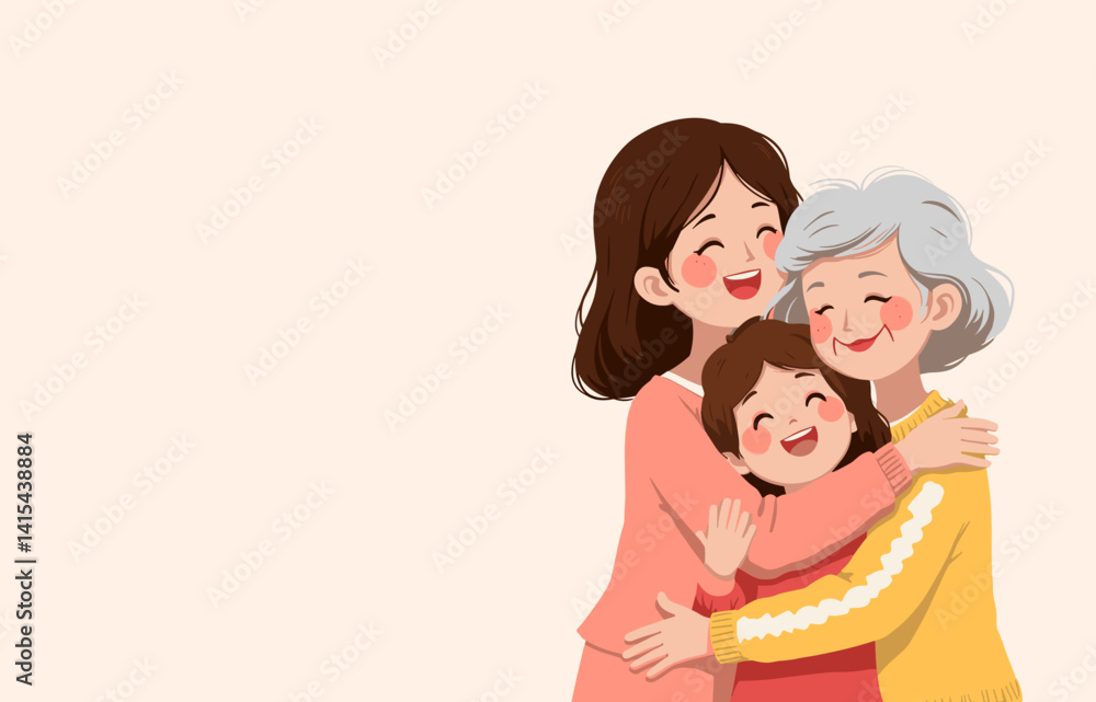 Three Generations of Family Joyfully Hugging Together Three Generations of Family Joyfully Hugging Together