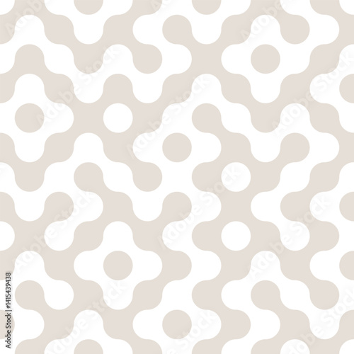Truchet tile round shapes seamless pattern in flat style. Mosaic background with rounded forms. Modern geometric infinity pattern.