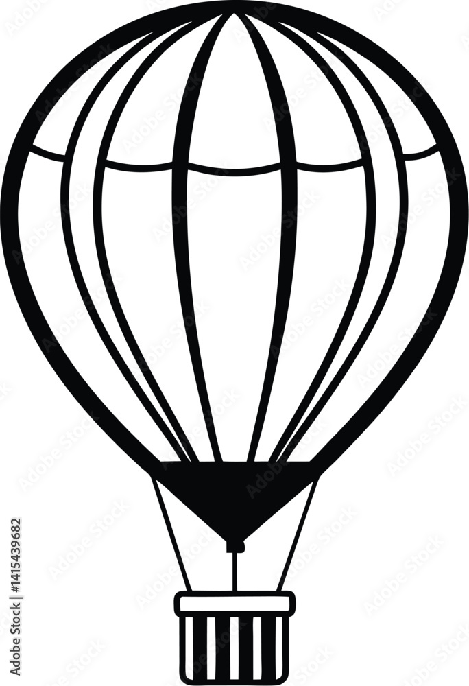 Obraz premium Hot air balloon silhouette icon, Balloon vector illustration, Air balloon flat design, Flying balloon graphic symbol, Vintage hot air balloon image
