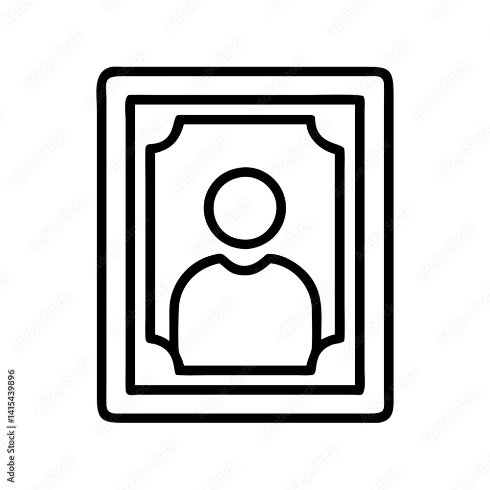 Portrait photo frame art drawing vector illustration simple black and white outline design Portrait photo frame art drawing vector illustration simple black and white outline design