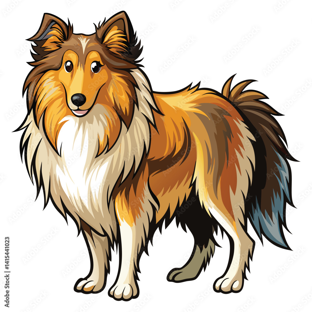 Fototapeta premium Cute rough collie dog on white background